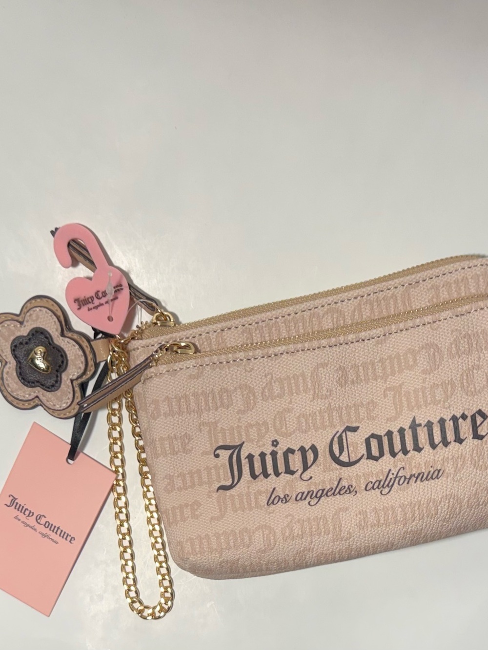 Juicy Couture Heritage Gothic Logo Double Zip Wallet Wristlet Pouch Clutch NWT - Picture 9 of 9